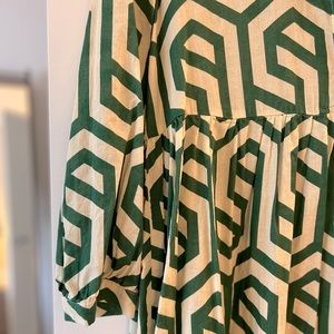 Green Zara Geometric Midi Dress